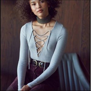 NWOT urban outfitters lace-up ribbed top